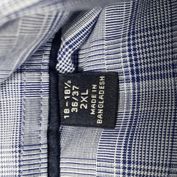 Tommy Hilfiger Blue Plaid Button Up Shirt Men's Size 2XL Wrinkle Free - Picture 13 of 16